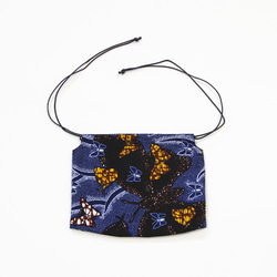 アフリカ布の巾着ショルダー（ バタフライ・蝶 ）斜めがけ たすき掛け インナーバッグ 5枚目の画像