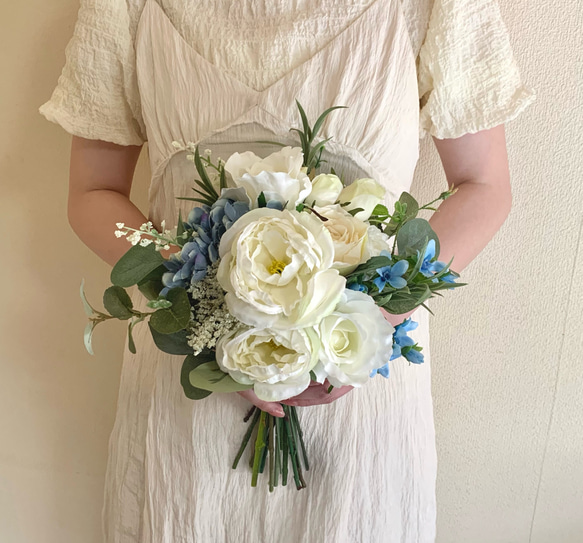 結婚式 ブーケ ブートニア 白バラ 造花 悪徳