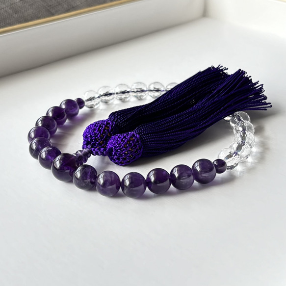 ローズアメジスト　128面カット　念珠 ローズアメジスト 128面カット 念珠 水晶128面カット念珠