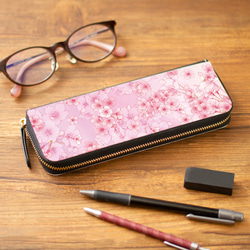 【 メガネケース 眼鏡ケース  ペンケース ポーチ 】桜ピンク【花柄】 1枚目の画像