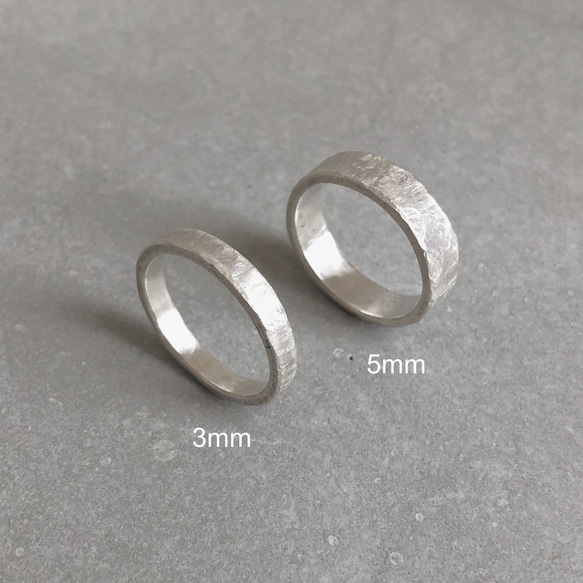 stone ring silver 3mm /シルバー/リング/指輪/石目/槌目 6枚目の画像