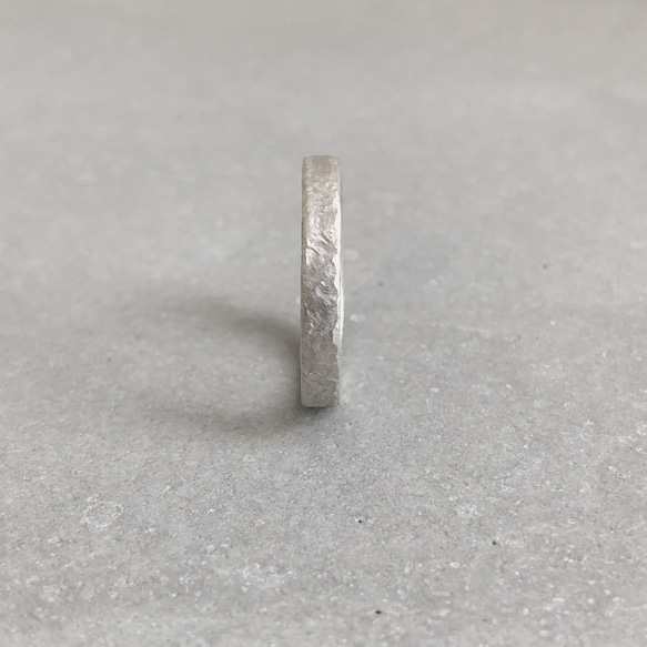 stone ring silver 3mm /シルバー/リング/指輪/石目/槌目 2枚目の画像