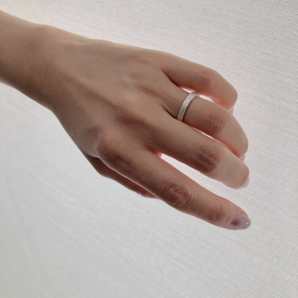 stone ring silver 3mm /シルバー/リング/指輪/石目/槌目 8枚目の画像