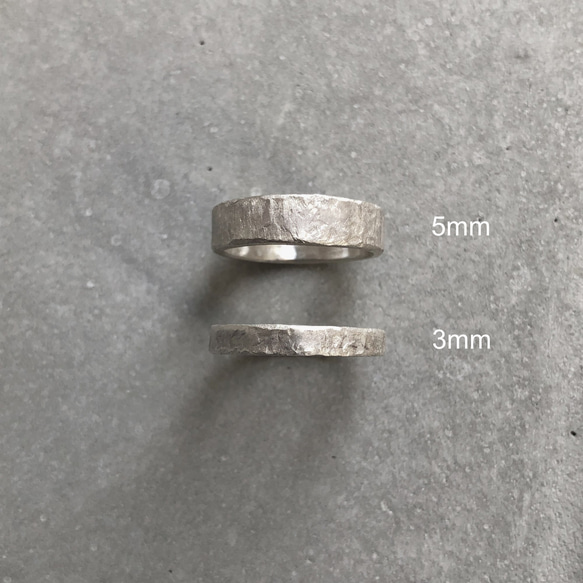 stone ring silver 3mm /シルバー/リング/指輪/石目/槌目 5枚目の画像