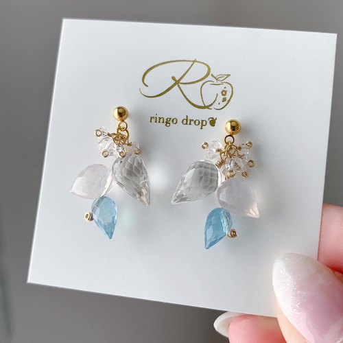 Special price✴︎ ローズクォーツ・アクアマリンつぼみカット他 14kgf 
