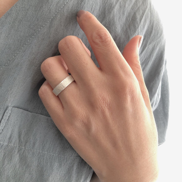 stone ring silver 5mm /シルバー/リング/指輪/石目/槌目 5枚目の画像