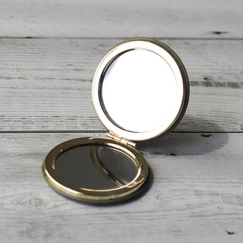 本革 拡大鏡付き両面コンパクトミラー 2WAY 手鏡 化粧鏡 卓上