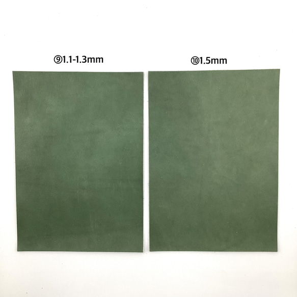 栃木レザー　染料仕上げ　グリーン　A4サイズ　1.0～1.5mm　革　皮革　本革　ヌメ革　レザークラフト　ハンドメイド 7枚目の画像