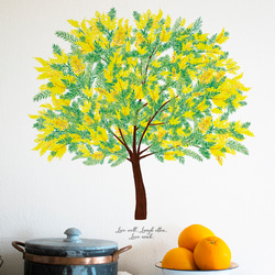 ミモザの木 (mimosa/水彩)　ウォールステッカー 〈耐水性有り・強力再剥離両面テープ使用〉 2枚目の画像
