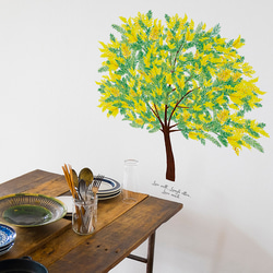 ミモザの木 (mimosa/水彩)　ウォールステッカー 〈耐水性有り・強力再剥離両面テープ使用〉 6枚目の画像