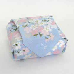 風呂敷　ふろしき　弁当包み　宇野千代　さくら　桜の園　ブルー　綿100％　90cm幅 　ギフト 3枚目の画像