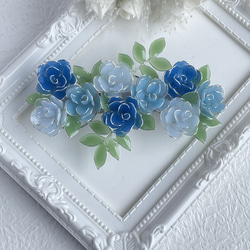 大きめバレッタ「奇跡〜blue rose bouquet」 1枚目の画像