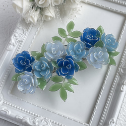 大きめバレッタ「奇跡〜blue rose bouquet」 2枚目の画像