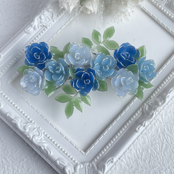 〈sold out〉大きめバレッタ「奇跡〜blue rose bouquet」 5枚目の画像