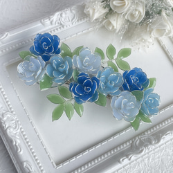 〈sold out〉大きめバレッタ「奇跡〜blue rose bouquet」 3枚目の画像