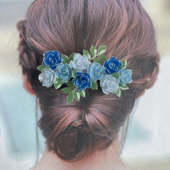 大きめバレッタ「奇跡〜blue rose bouquet」 10枚目の画像