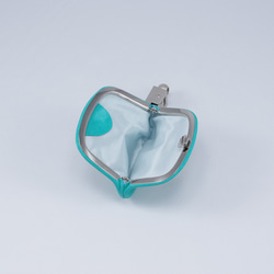 手触りが心地よい-鹿革天溝がま口小銭入れ#エメラルドグリーン 4枚目の画像