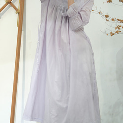 新作.品質よい麻/リネンドレス.上品な涼しいワンピース　ミディアムスカート　パープル 9枚目の画像