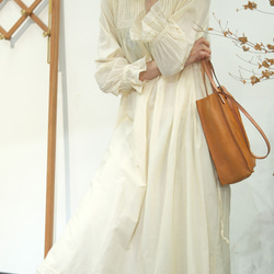 新作.品質よい麻/リネンドレス.上品な涼しいワンピース　ミディアムスカート　パープル 5枚目の画像