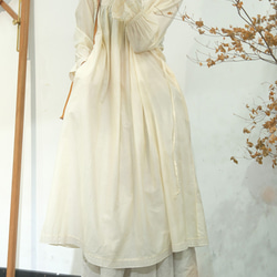 新作.品質よい麻/リネンドレス.上品な涼しいワンピース　ミディアムスカート　パープル 7枚目の画像