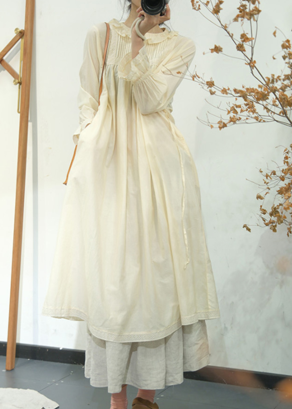 新作.品質よい麻/リネンドレス.上品な涼しいワンピース　ミディアムスカート　パープル 7枚目の画像