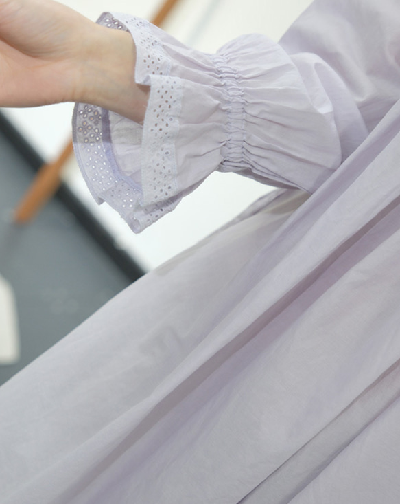 新作.品質よい麻/リネンドレス.上品な涼しいワンピース　ミディアムスカート　パープル 13枚目の画像