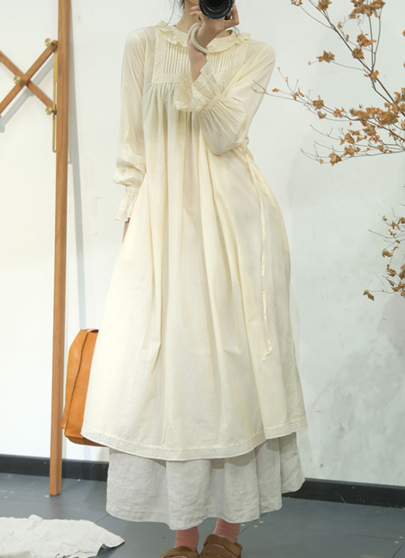 新作.品質よい麻/リネンドレス.上品な涼しいワンピース　ミディアムスカート　パープル 4枚目の画像