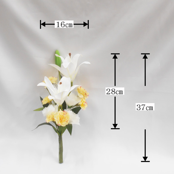【母の日】仏花　Sスリム　カーネーション・百合　アーティシャルフラワー　仏壇　供花　お彼岸　お盆 5枚目の画像