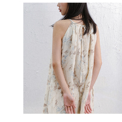 夏ピュアリネンスリングドレスAラインスカートラミー袖なしワンピース 2枚目の画像
