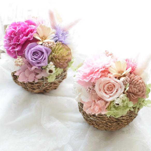 ナチュラルバックアレンジメント～sweet～ プリザーブドフラワー 花結