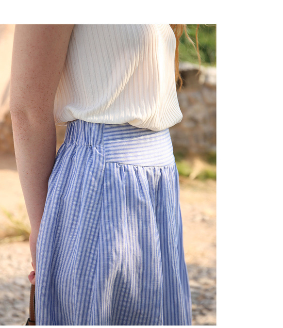 空色縞天糸麻ロングスカート#328330 5枚目の画像