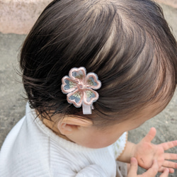 桜レースヘアクリップ♡ベビーヘアクリップ♡ 1枚目の画像