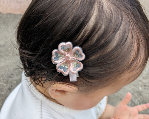 桜レースヘアクリップ♡ベビーヘアクリップ♡ ヘアピン AsahiNa
