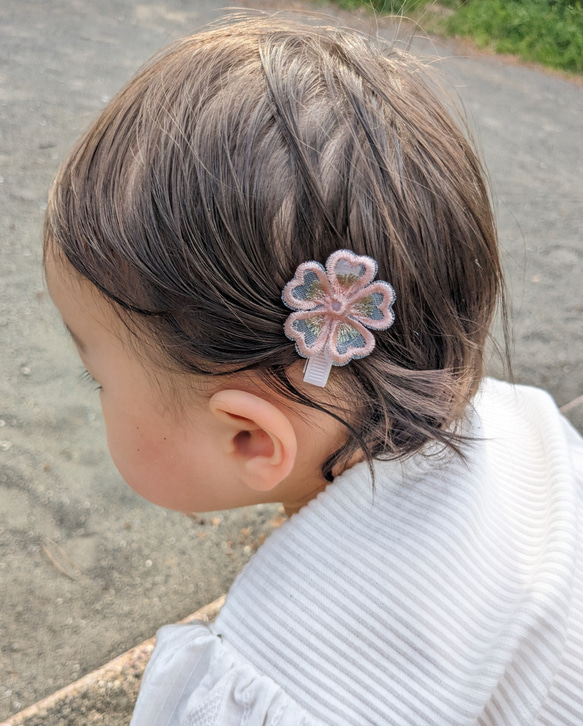 桜レースヘアクリップ♡ベビーヘアクリップ♡ 5枚目の画像