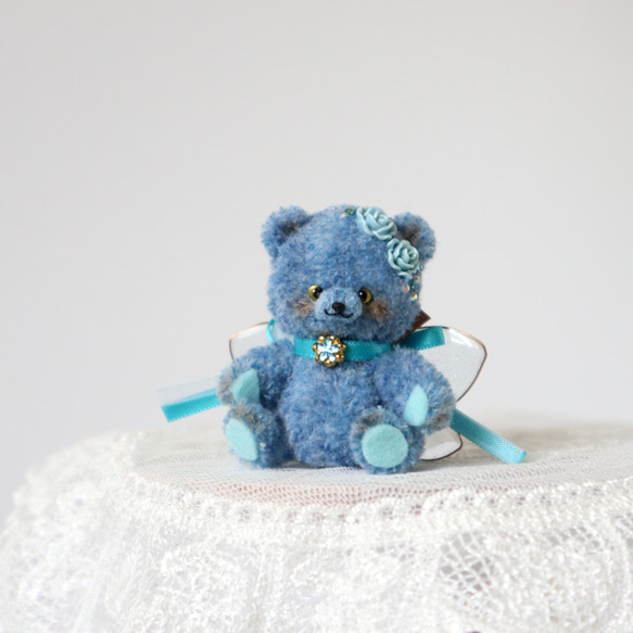 藍玫瑰仙女熊迷你泰迪熊內飾 第1張的照片
