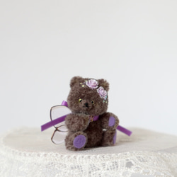 紫薔薇のフェアリークマさん ミニチュア テディベア インテリア 4枚目の画像