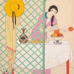 【NO.563】オレンジと女性イラストアートポスター☆60sレトロモダンモッズおしゃれ可愛いパステルA2A1B5B4B3 2枚目の画像