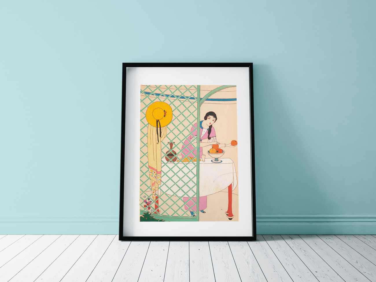 絵画　アート　女性像　イラスト　綺麗　かわいい　インテリア　鉛筆画　赤　淡い