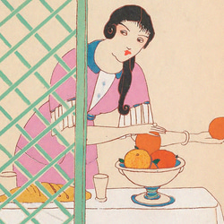 【NO.563】オレンジと女性イラストアートポスター☆60sレトロモダンモッズおしゃれ可愛いパステルA2A1B5B4B3 3枚目の画像