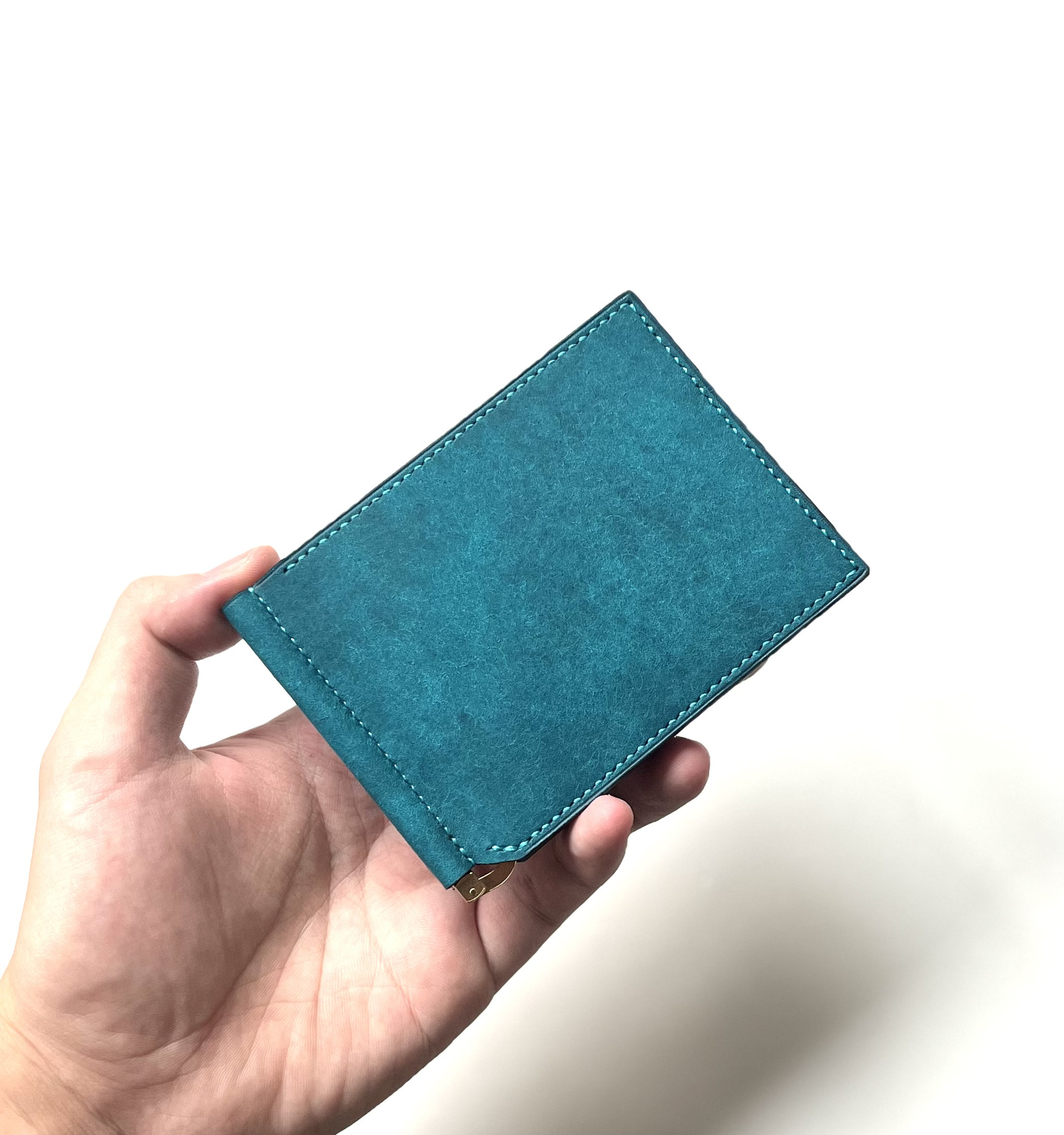 マネークリップ財布【ターコイズ】手縫い仕立て マルゴー