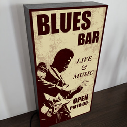 【Lサイズ】ブルース ジャズ ライブ コンサート ギター BAR カフェ 酒 スタジオ 看板 置物 雑貨 ライトBOX 3枚目の画像
