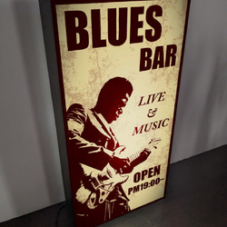 【Lサイズ】ブルース ジャズ ライブ コンサート ギター BAR カフェ 酒 スタジオ 看板 置物 雑貨 ライトBOX 2枚目の画像