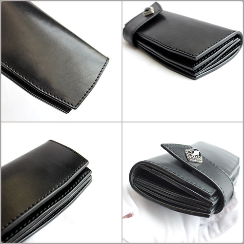 バイカーズウォレット 栃木レザー ヌメ革黒 長財布 / KATANA