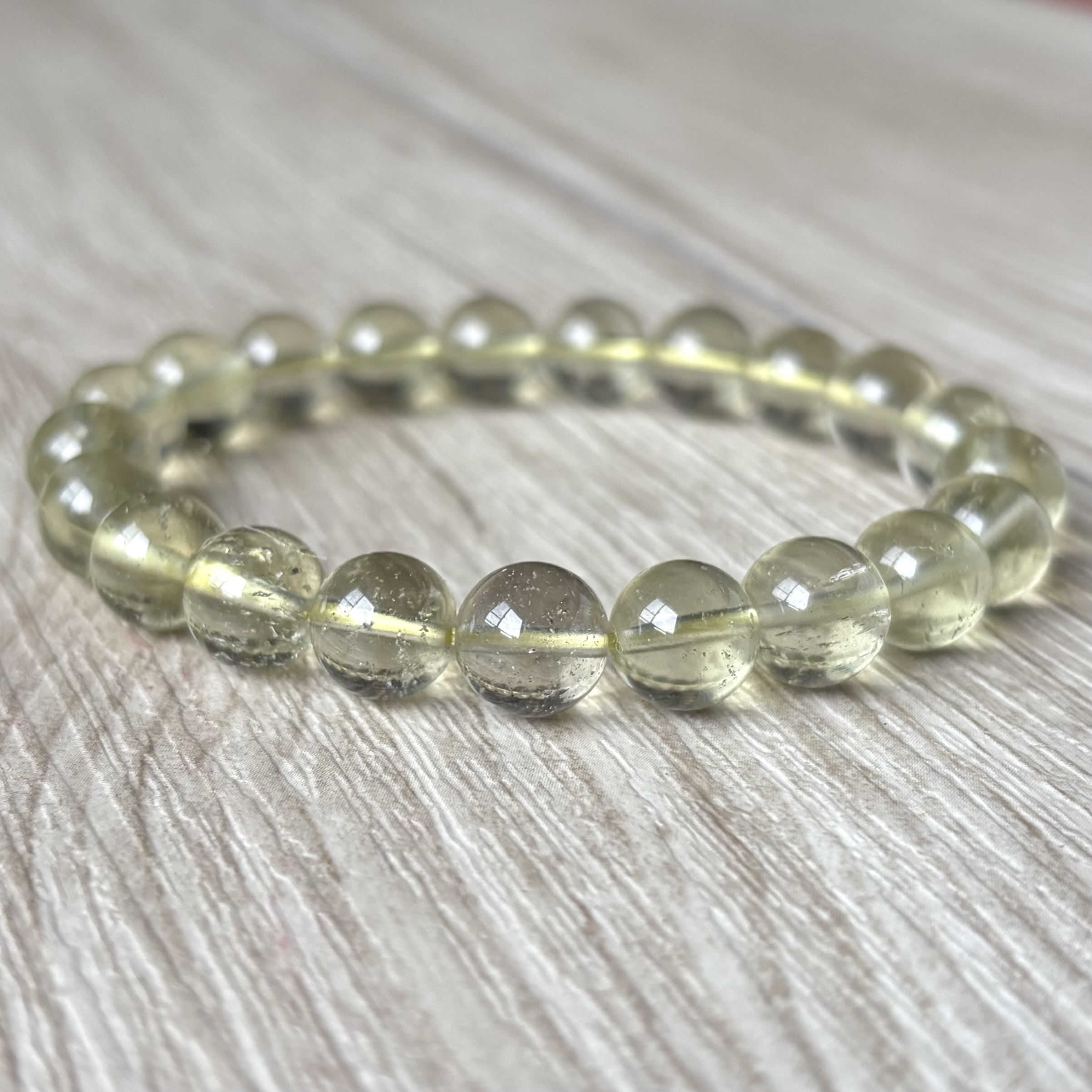 太陽のような透明感と希望の光/リビアングラス/パワー 天然石 ストーンブレスレット
