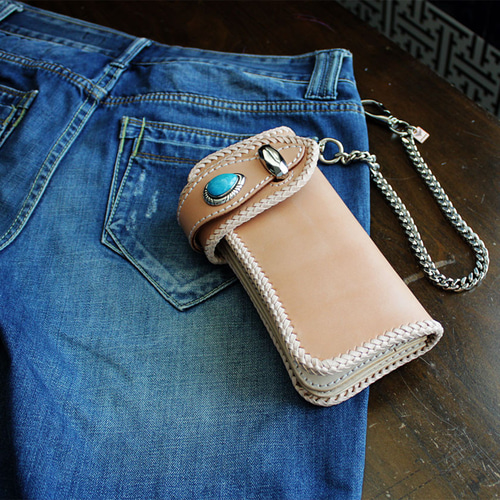 バイカーズウォレット 栃木レザー ヌメ革 長財布 ライダースウォレット