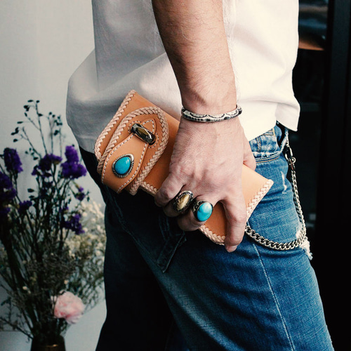 バイカーズウォレット 栃木レザー ヌメ革 長財布 ライダースウォレット