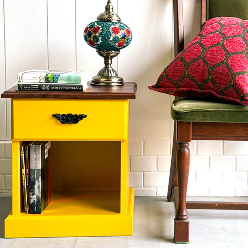 Bohemian side table《yellow》 アンティーク ビンテージ Bohemian side table《yellow》 アンティーク ビンテージ