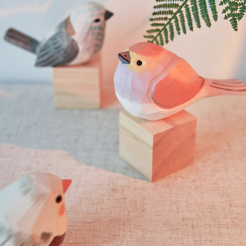 生き生きとした小鳥たち 木彫りの 鳥 置物 ギフト プレゼント ギフト