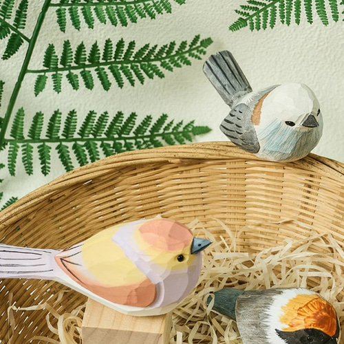 生き生きとした小鳥たち 木彫りの 鳥 置物 ギフト プレゼント ギフト