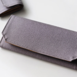 gray/キャンバス洗えるクラフト紙長財布-/超軽量 Canvas Wallet 11枚目の画像